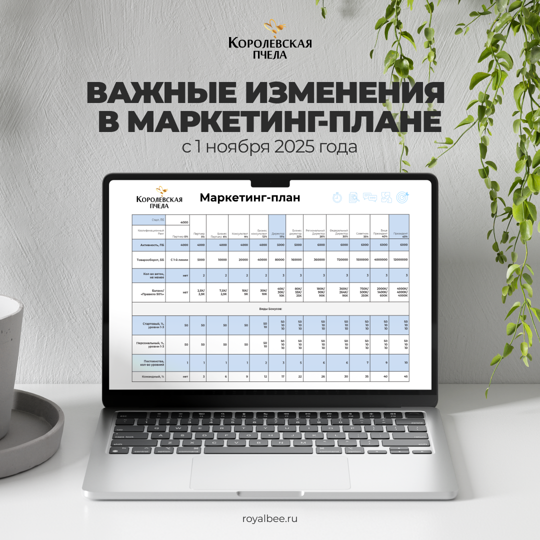 Важные изменения в маркетинг-плане с 1 ноября 2025 года Важные изменения в маркетинг-плане с 1 ноября 2025 года