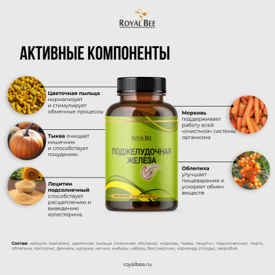 АПИ-КОМПЛЕКС для ПОДЖЕЛУДОЧНОЙ ЖЕЛЕЗЫ, 60 капсул